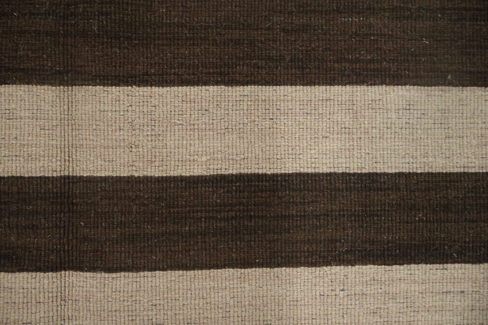 Brown and Ivory Stripes Area Rug 8×10 Room Size Hand-made Modern Wool Carpet