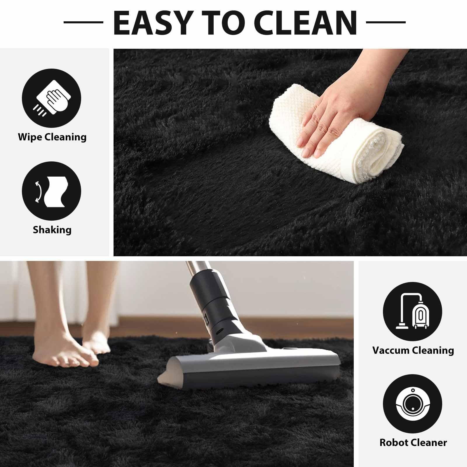 FinRèc 5×7 Feet Black Rugs for Bedroom Living Room, Fluffy Shaggy Area Rug, …