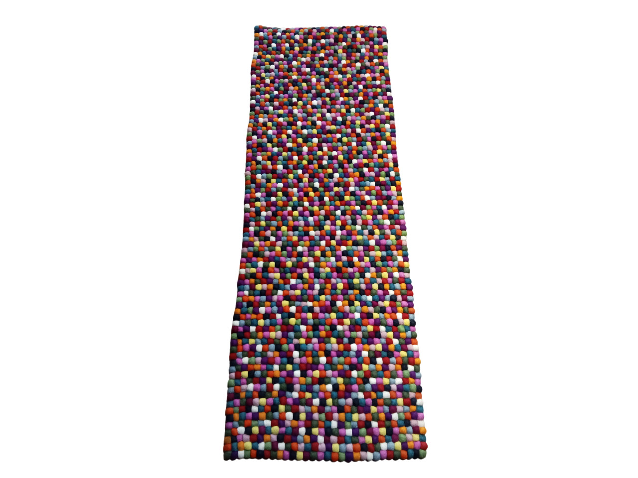 Multicolor Felt Ball Rug 2×6 Runner 100% Wool Handmade Nepal Pom Pom Carpet 2’x6