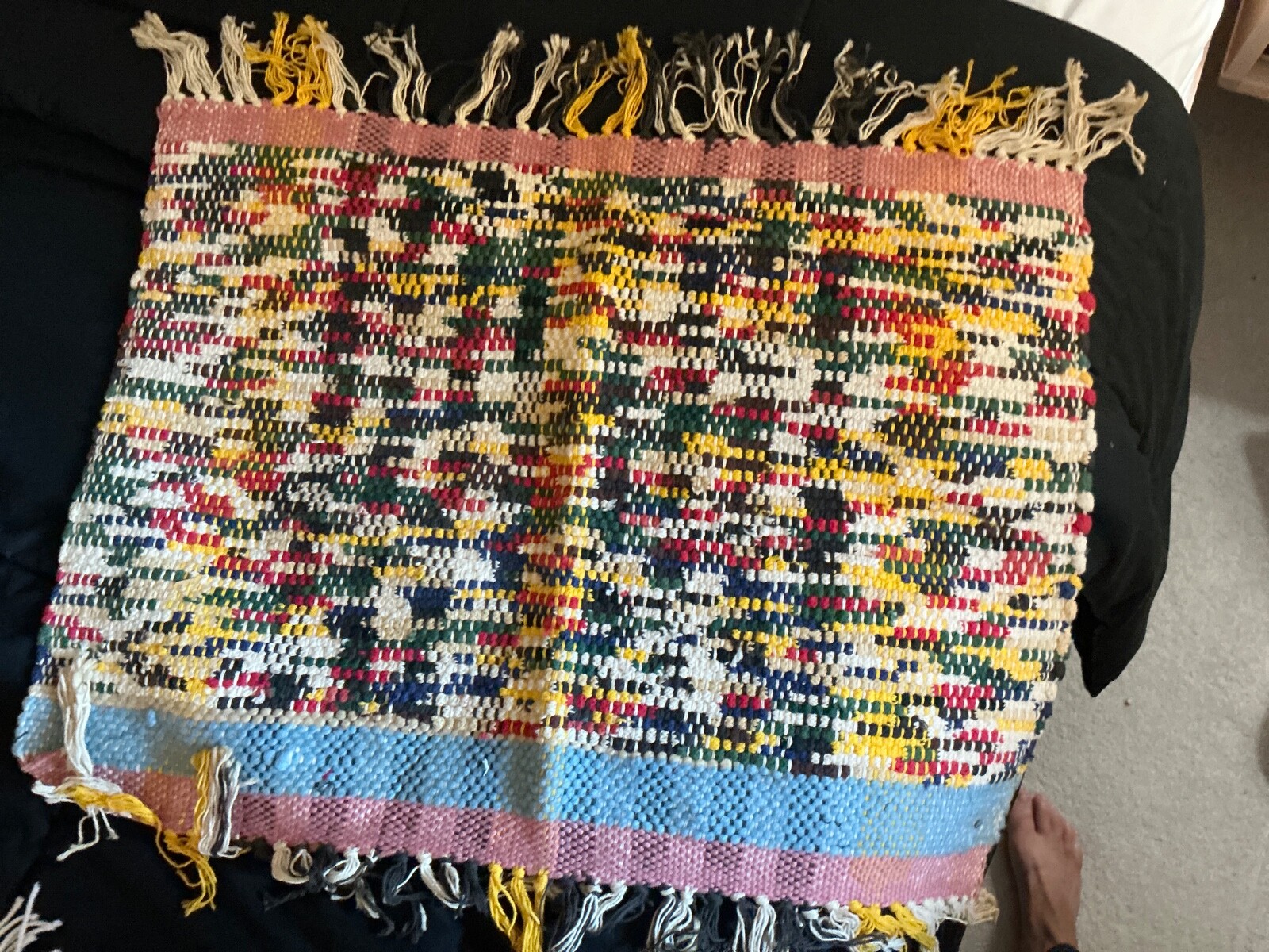 29 x 19 inch hand woven multi colored rug