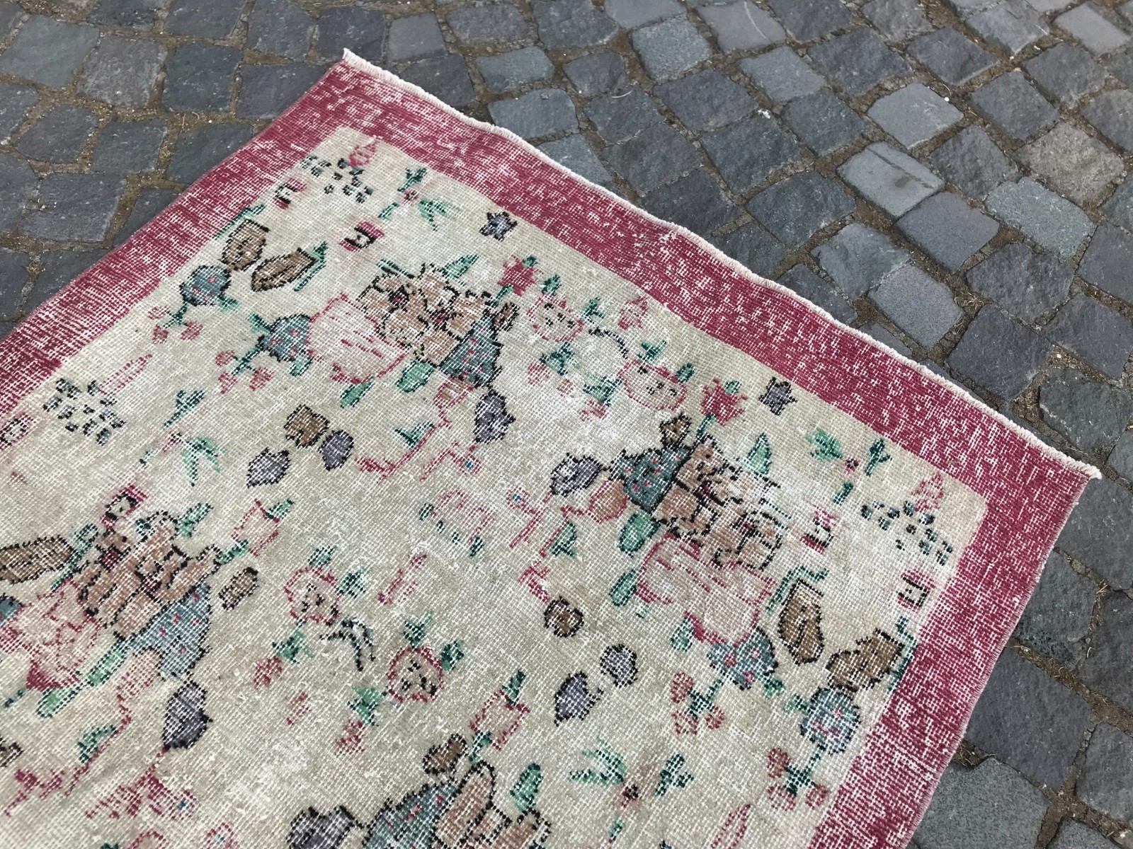 Bohemian Area Rug Handmade Wool Rug Turkish Vintage Traditional Rug 3,5 x 6,4 ft