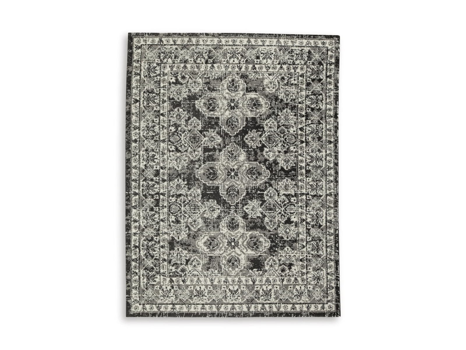 Signature Design by Ashley Glennisman 5′ x 7′ Area Rug, Black, Gray, Ivory
