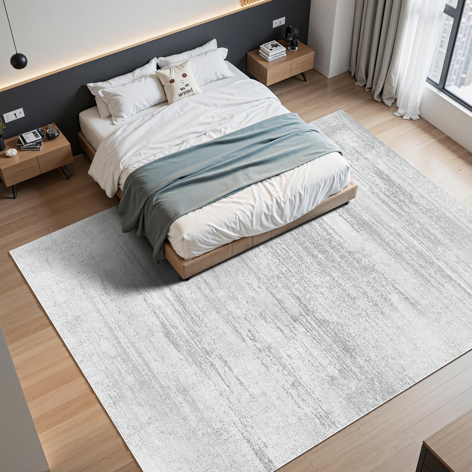 VEVOR Large Area Rug 10×14 ft Anti-Skid and Tear-Resistant Floor Mat Modern Gray