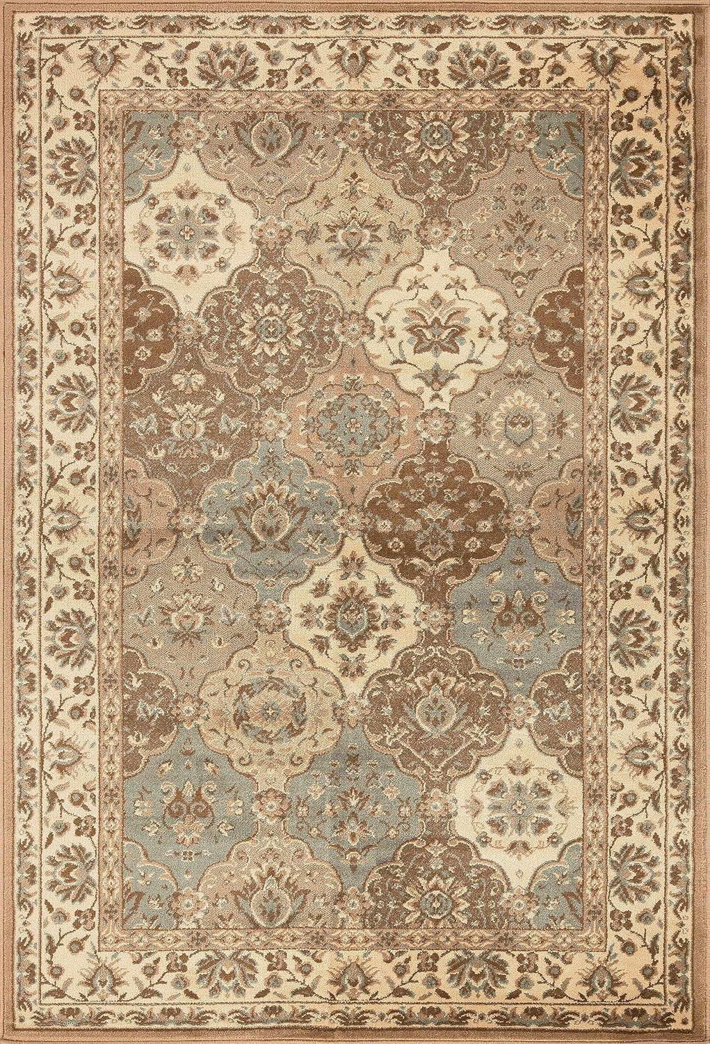 Palmyra Collection 7′ x 9′ Beige Floral Indoor Area Rug for Any Room