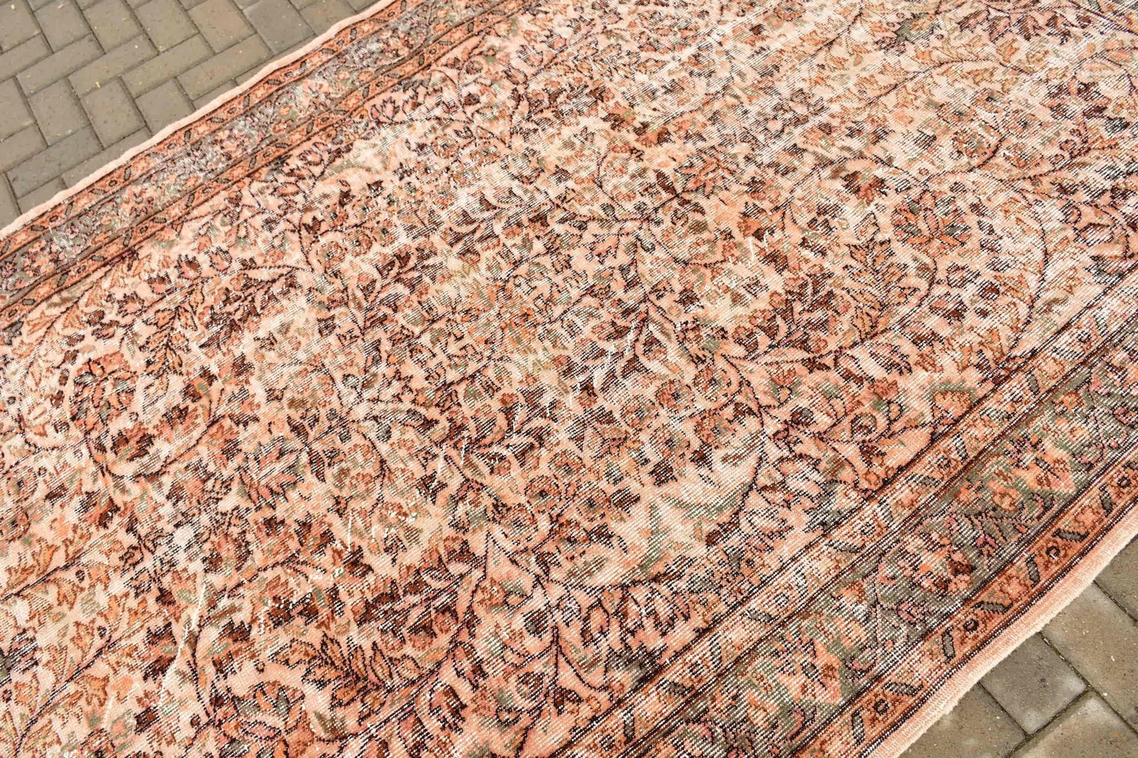 Vintage Turkish Rug, 5,6×9,1 ft Rug, Brown Large Oriental Rug