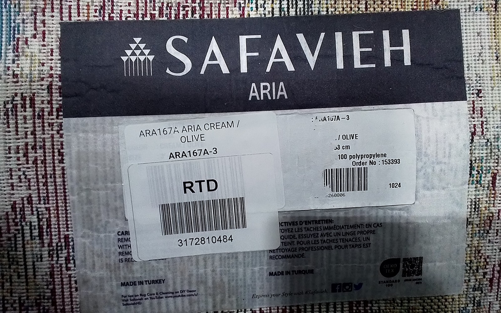 CREAM / OLIVE 3′-0″ x 5′-0″ Back Stain Rug, Reduced Price 3172810484 ARA167A-3