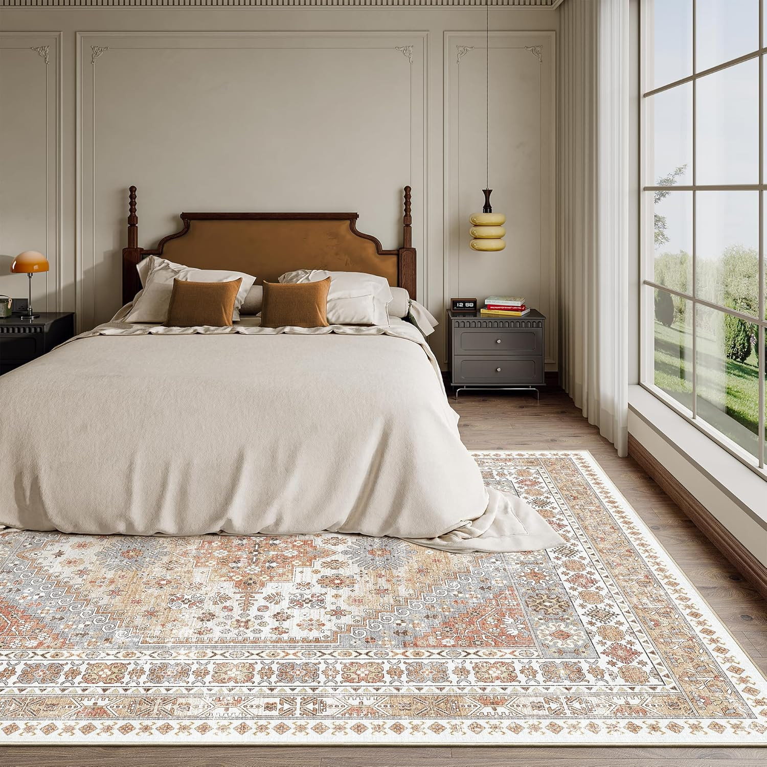 5X7 Area Rugs – Ultra-Thin Washble Rug, Stain Resistant anti Slip Backing Rugs f