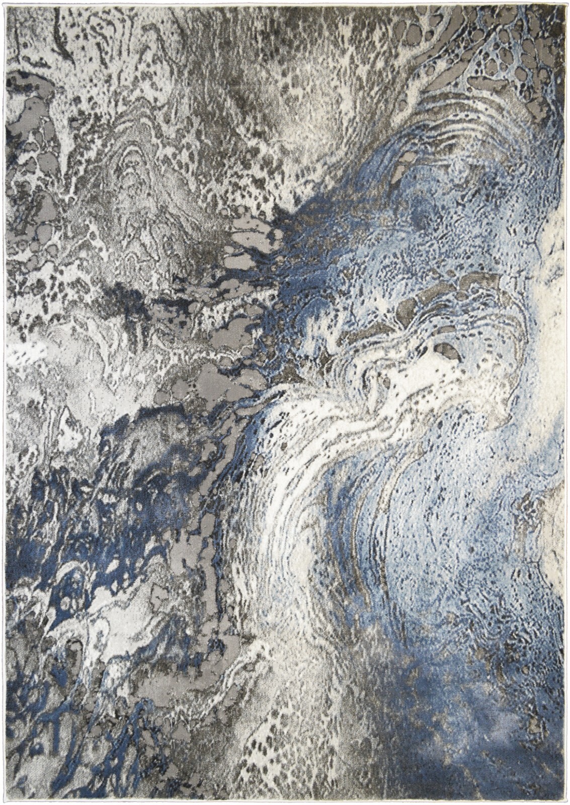 Mayberry Everest Splash Blue Gray Cream Polyester Soft Area Rug