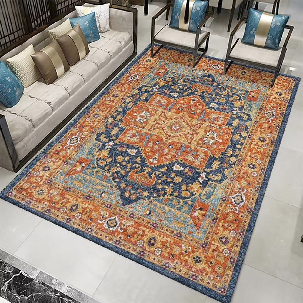 Luxury Area Rug Bohemian Retro Ethnic Style Imitation Cashmere Carpet for Home