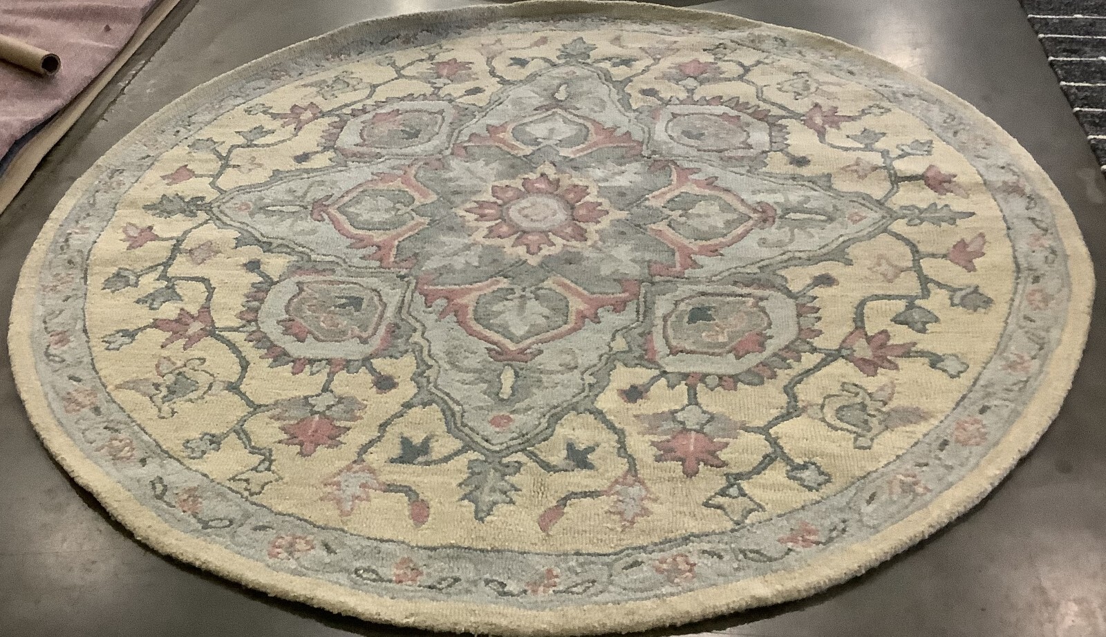 BEIGE / BLUE 6′-0″ x 6′-0″ Back Stain Rug, Reduced Price 1172676107 HG922B-6R