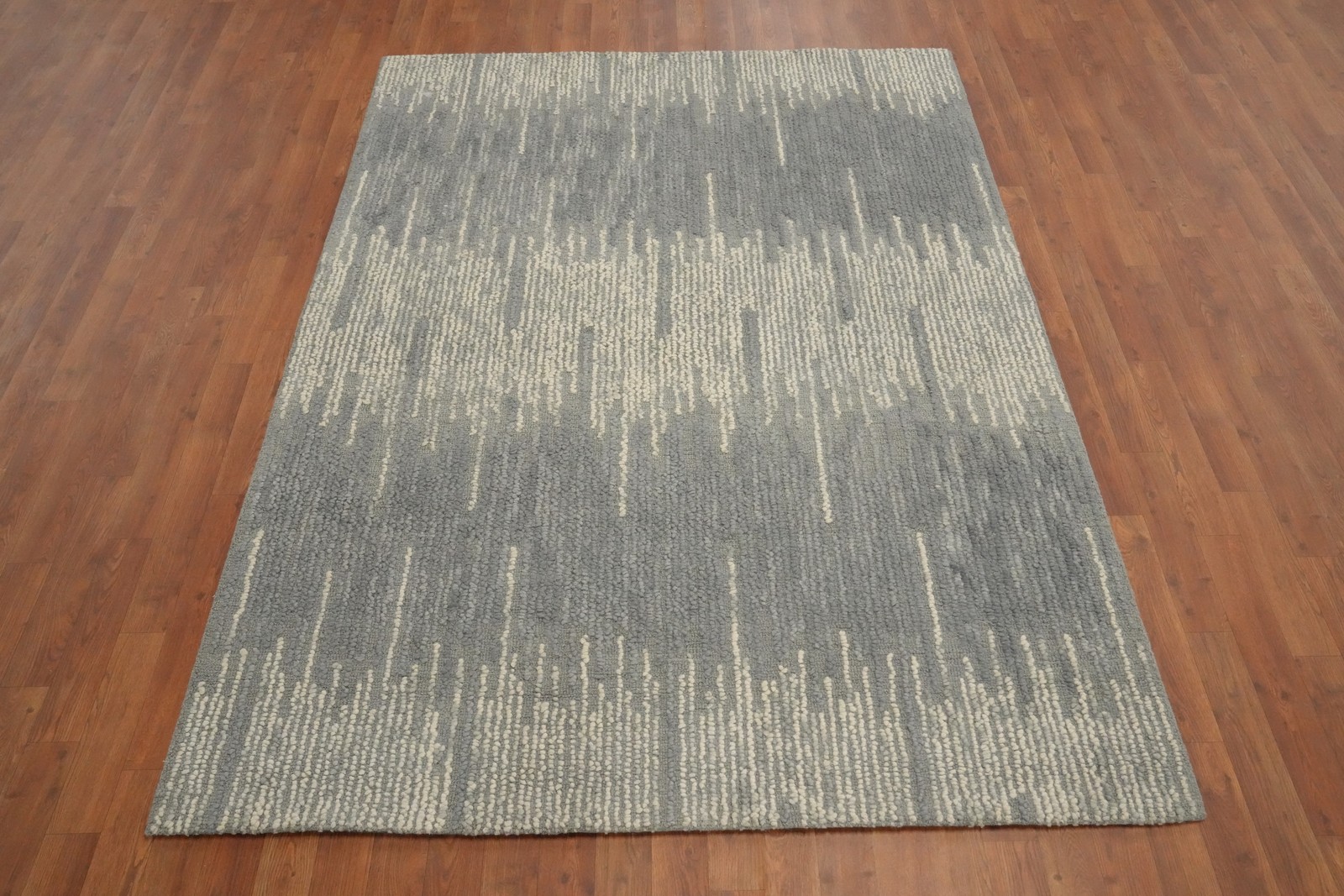 Gray and Beige Abstract Rug 5×7 for Modern Home Decor Hand-Tufted Wool Carpet
