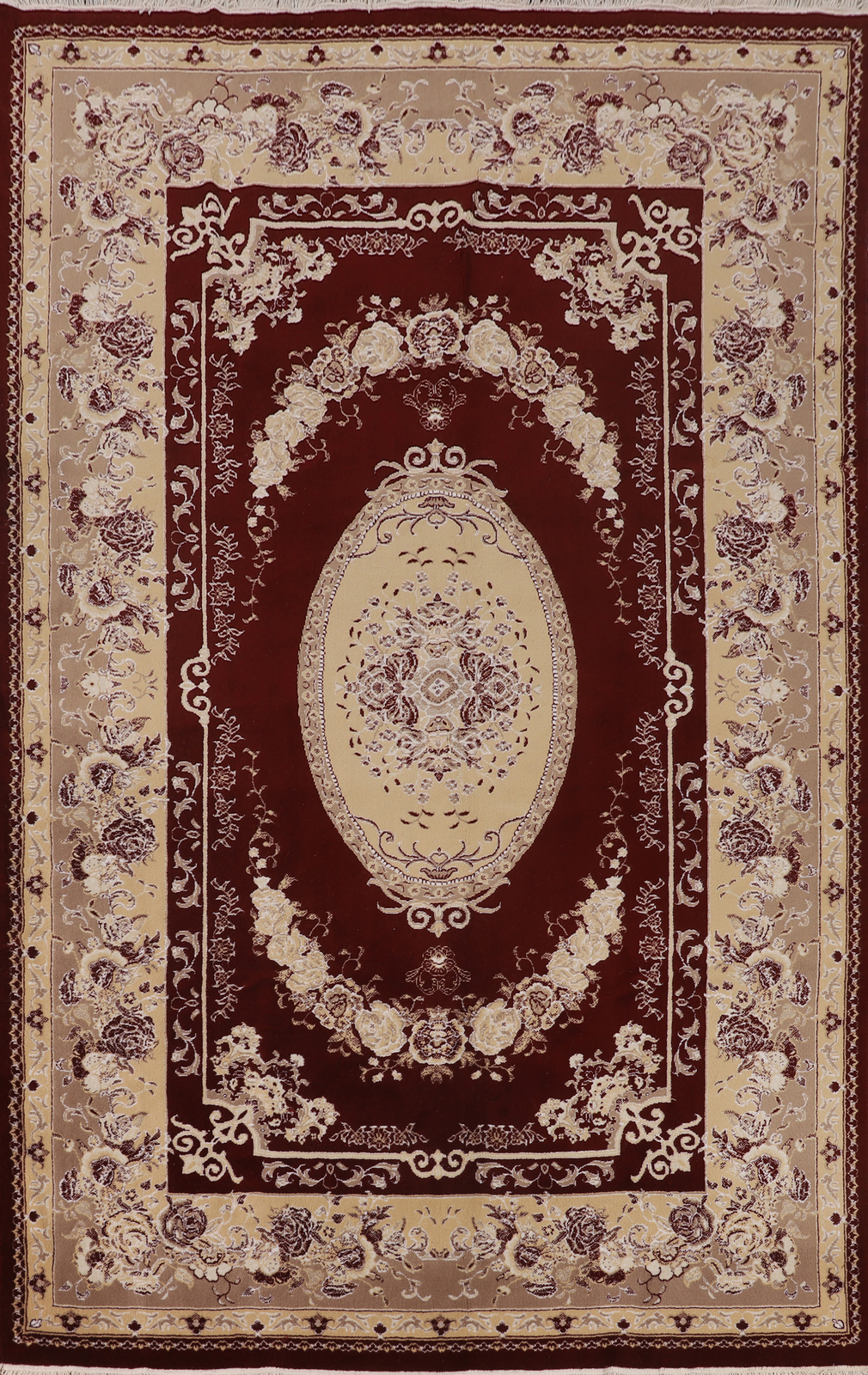 Living Room Turkish Floral Red 7×10 ft Area Rug Soft Pile Carpet