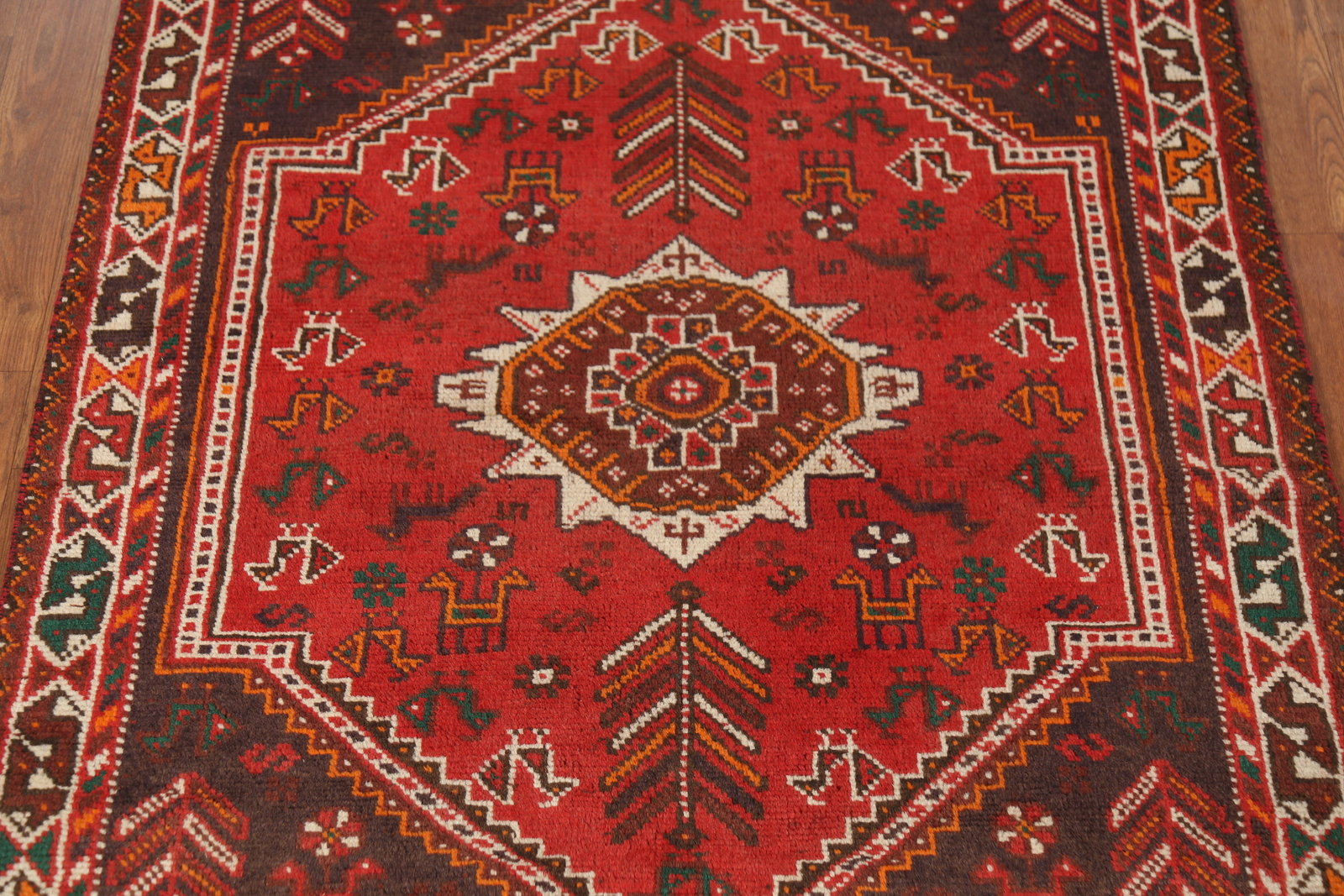 Tribal Hand-knotted Wool Geometric Vintage Rug 4×5 Traditional Nomad Carpet