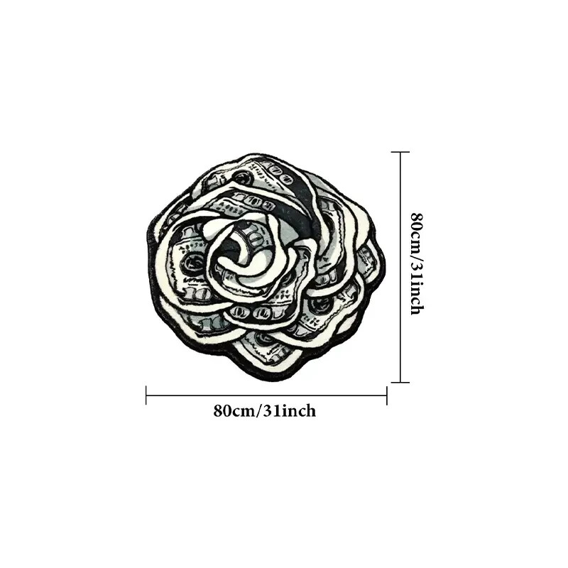 Money Rose Thickened Plush Cashmere Floor Mat Rug Carpet (31.5 x 31.5 in)