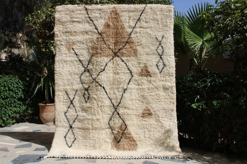 Handmade Moroccan Berber Rug Cream Wool Beni ourain rug, Wool Rugs