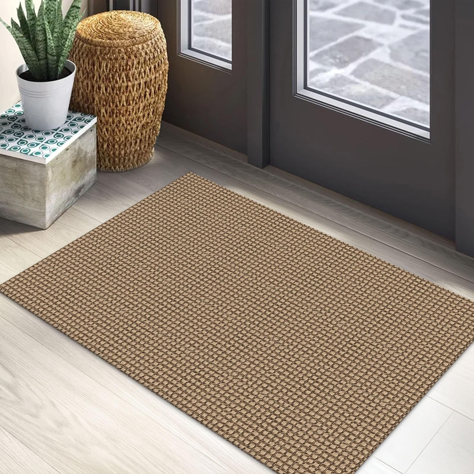Woven Area Rug 2×3 Ft Washable 0.19 in Thick Non Slip Braided – Indoor Outdoor