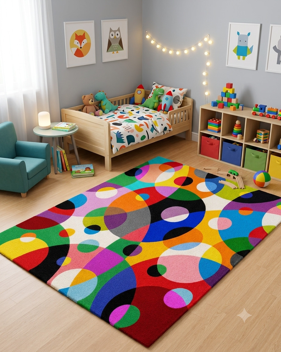 Hand Tufted Abstract Wool Area Rug Modern Colorful Carpet Custom Size