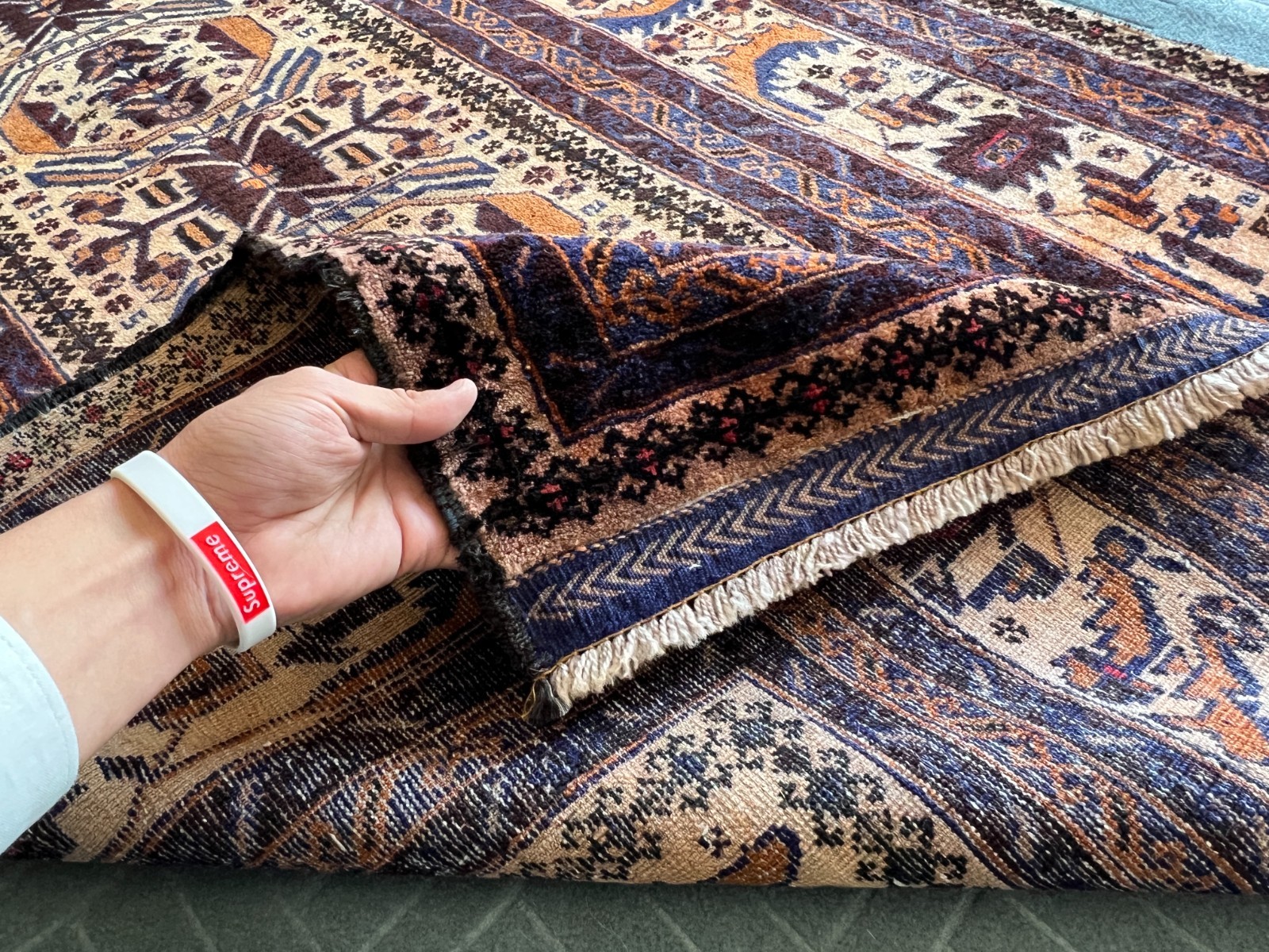 Vintage Afghan Baluchi Rug – Wool Tribal Carpet, 3’7 x 6’10, Boho Home Decor