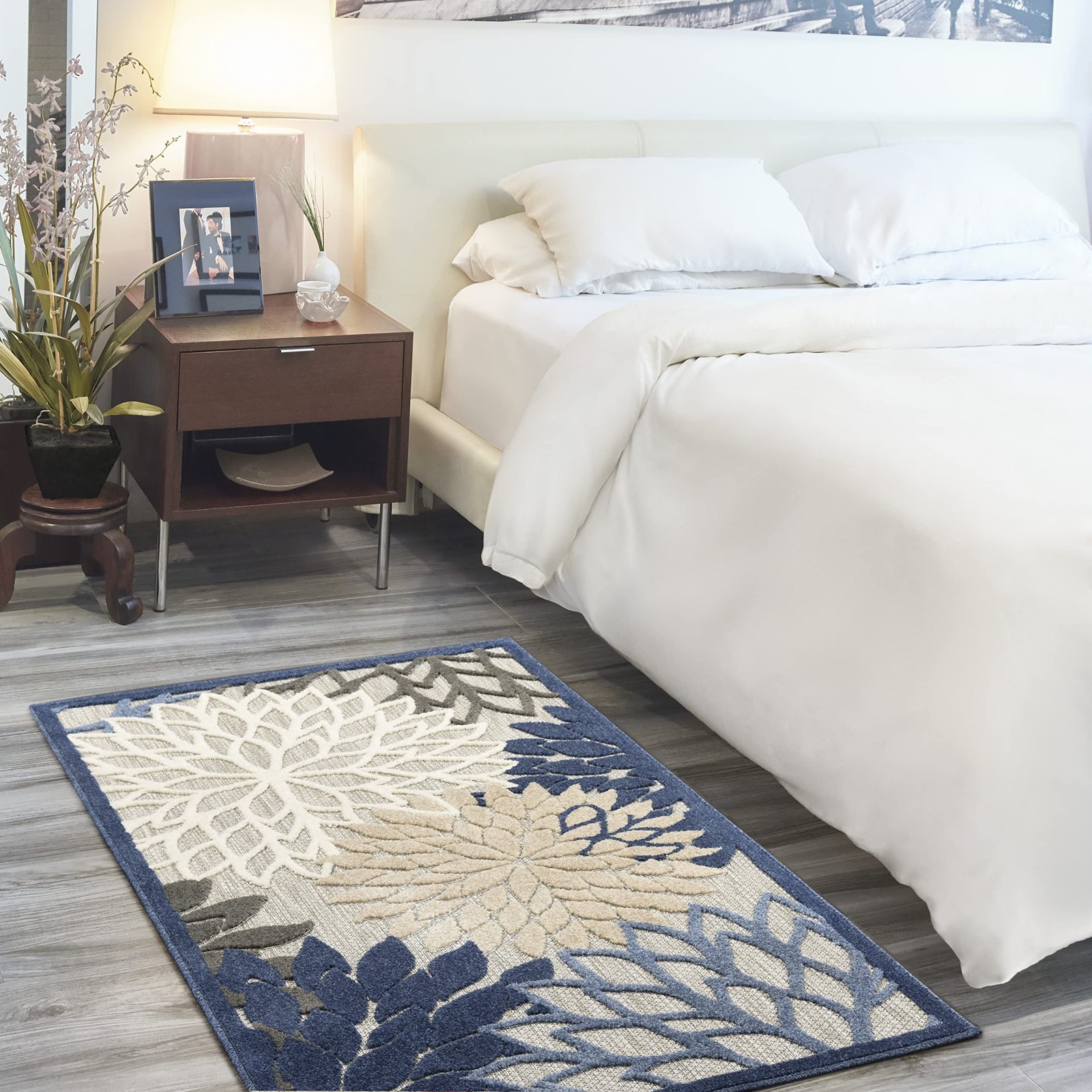 Home Aloha Indoor/Outdoor Blue/Multicolor 3′ x 5′ Area Rug, Tropical, Botanic…