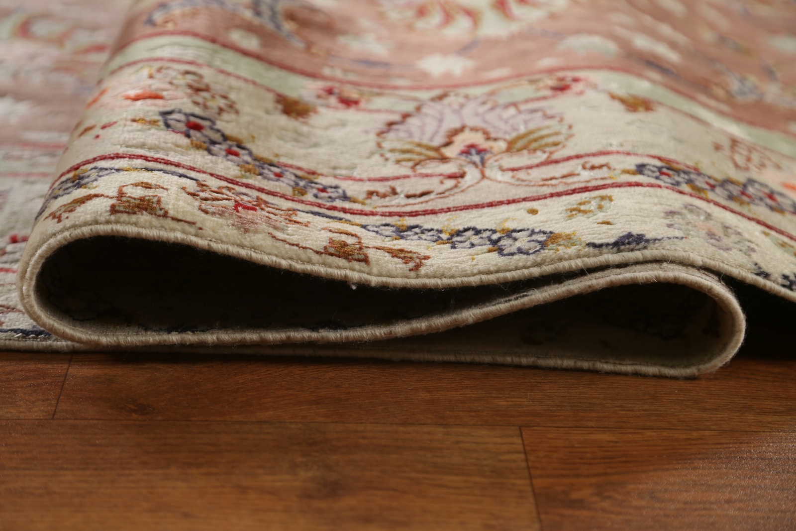 Masterpiece Wool/ Silk Tebriz 16×16 ft. Large Square Rug 400 Knots Vegetable Dye