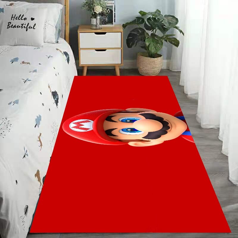 Super Mario Hallway Runner Rugs Bedside Carpet Washable 2X6 FT Rubber Backing