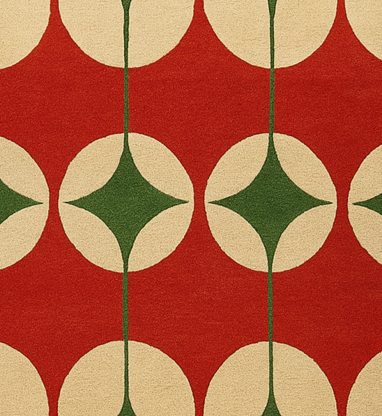 Handmade Wool Rug Red Green Geometric Design –Bhadohi City Area Rug Carpet Offic