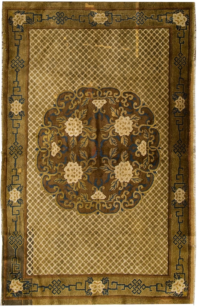 4×6 Wool Area Rug Brown Floral | Rug #67359