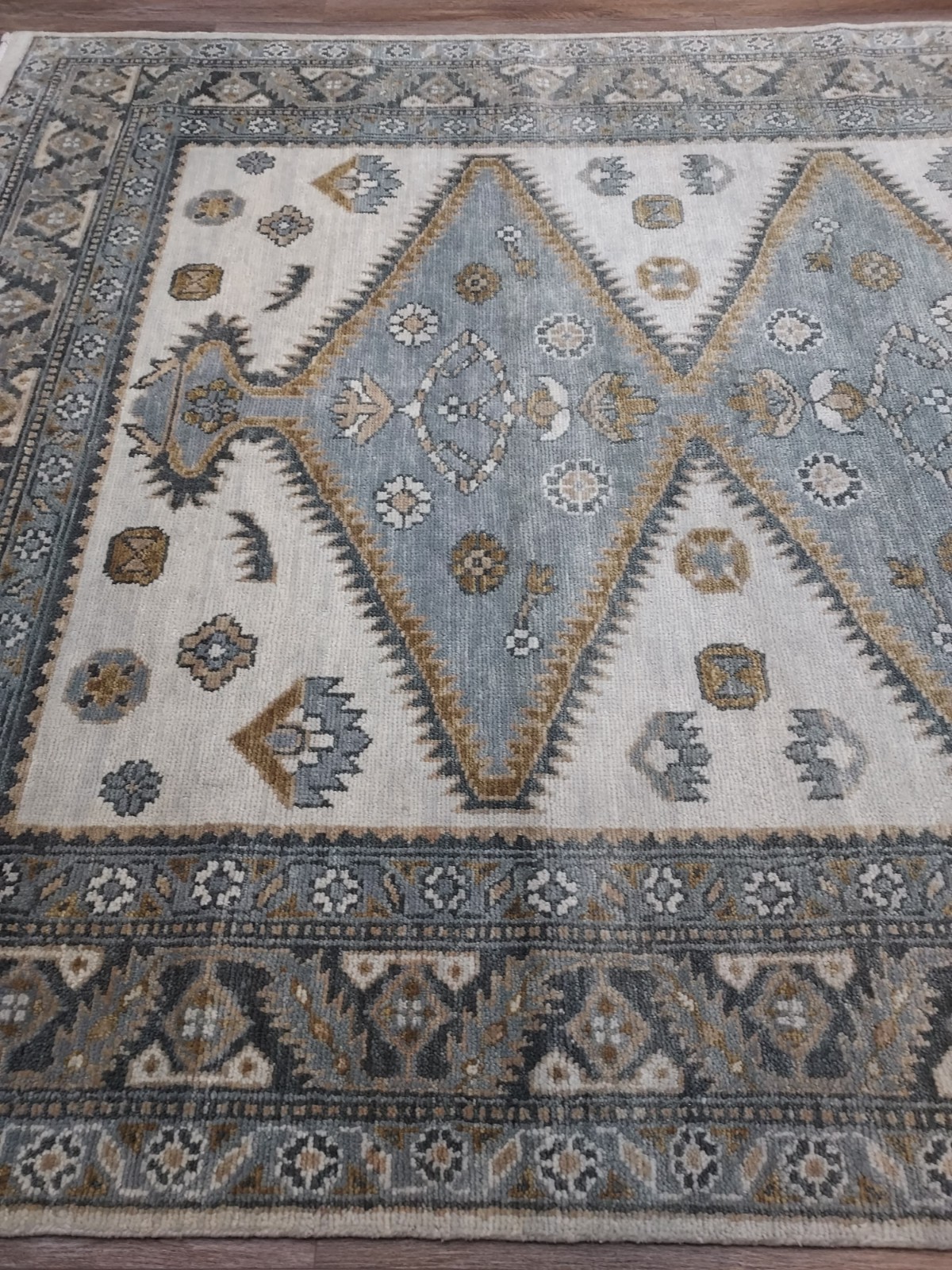 TURKISH OUSHAK RUG. GEOMETRIC MULTICOLORED HANDMADE BOHEMIAN 8×10 RUG