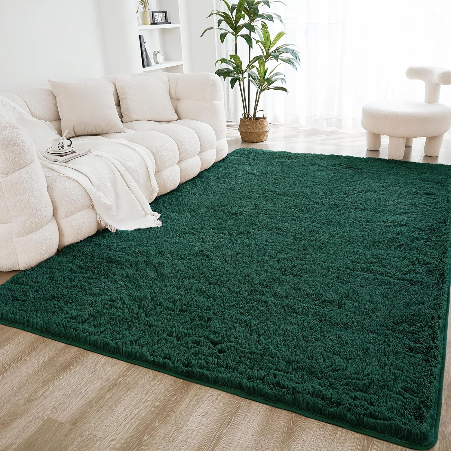 Emerald Green 9×12 Shag Area Rug – Ultra Soft Non-Slip Plush Carpet