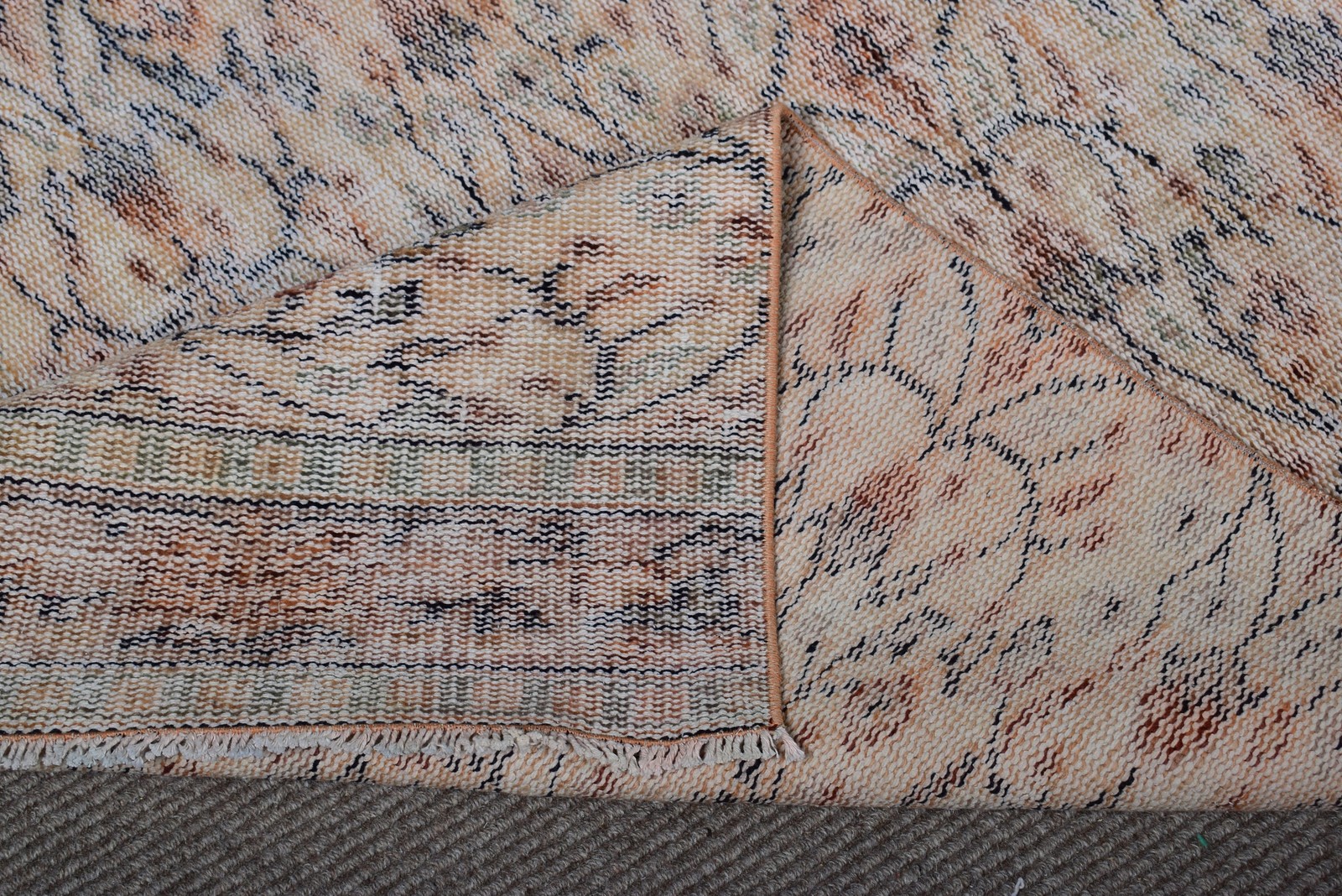 4,1×8,7 ft Turkish Rug, Vintage Area Rug, Brown Gray Solid Rug