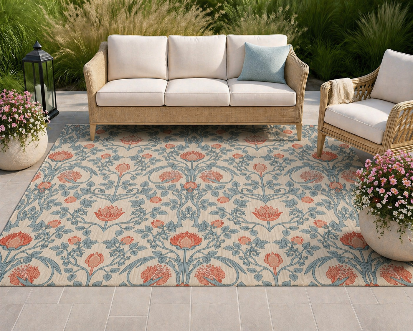 Floral Bathroom Rug Spot Clean Bath Mat Non Slip Sink Rug Cottage Floor Mat