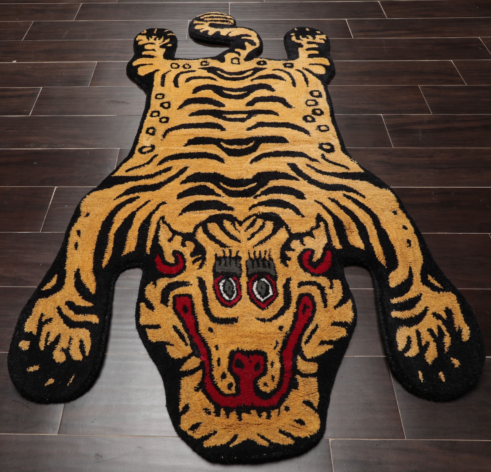 Tiger Handmade 100% Wool Novelty/Animal Oriental Area Rug Gold 3′ x 5′