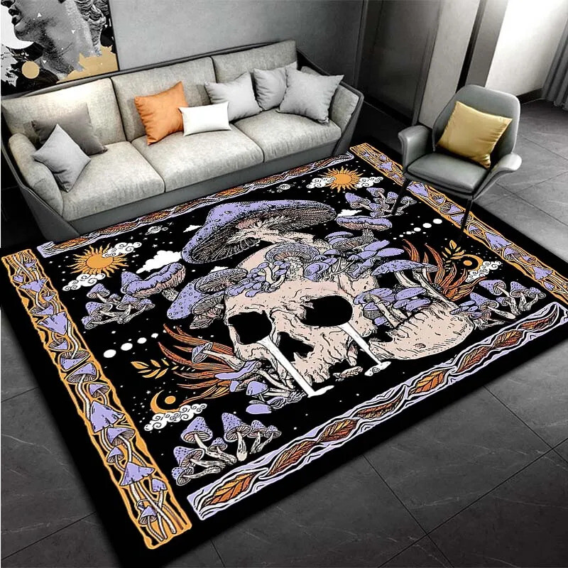 Gothic Skull Mushroom Area rug,Skull Mat Decor Gothic Carpet,Gothic Floor Mat
