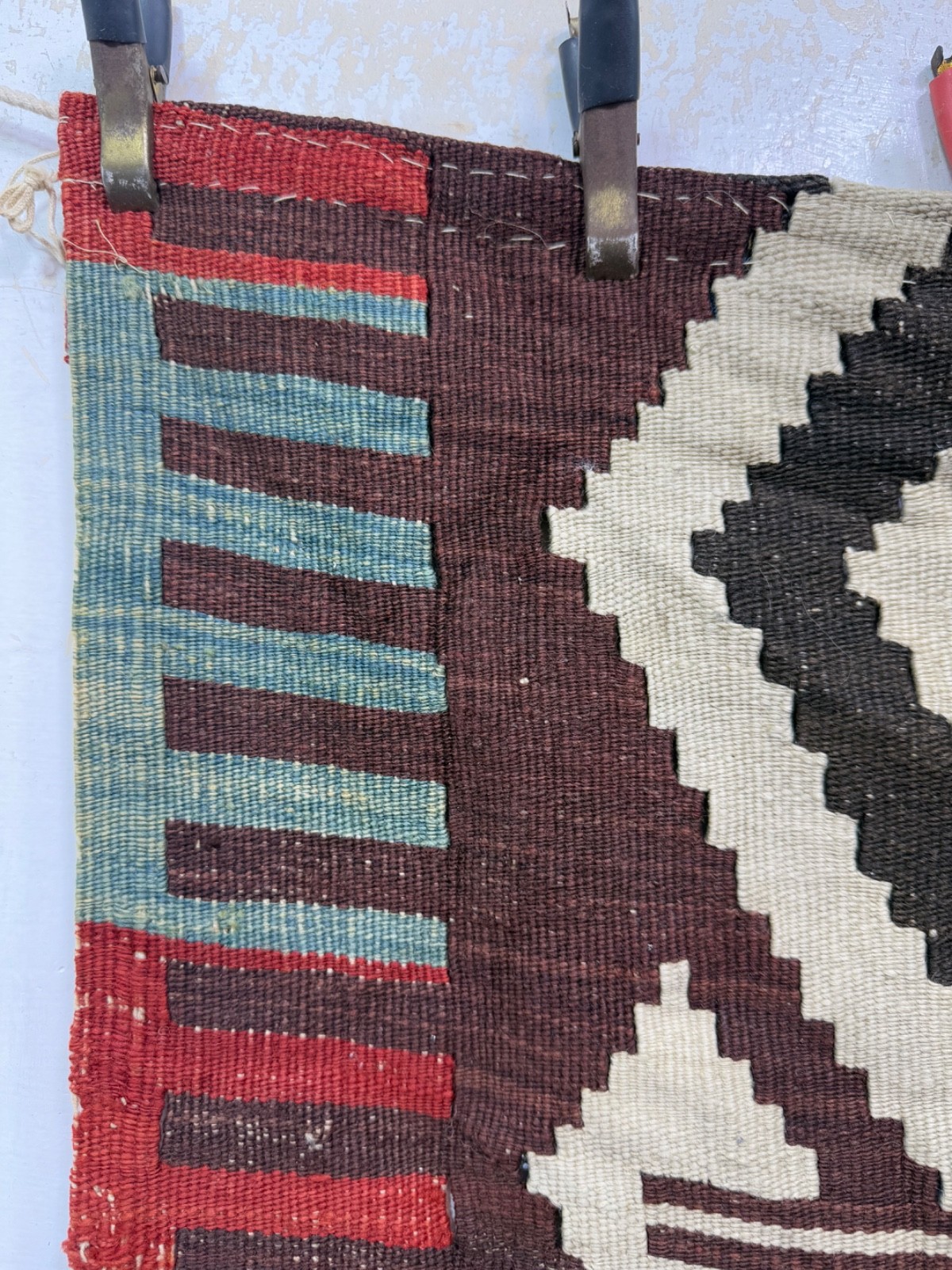 Vintage Beautiful Hand Woven Turkey Anatolian Wool Weaving One Part Kilim Rug