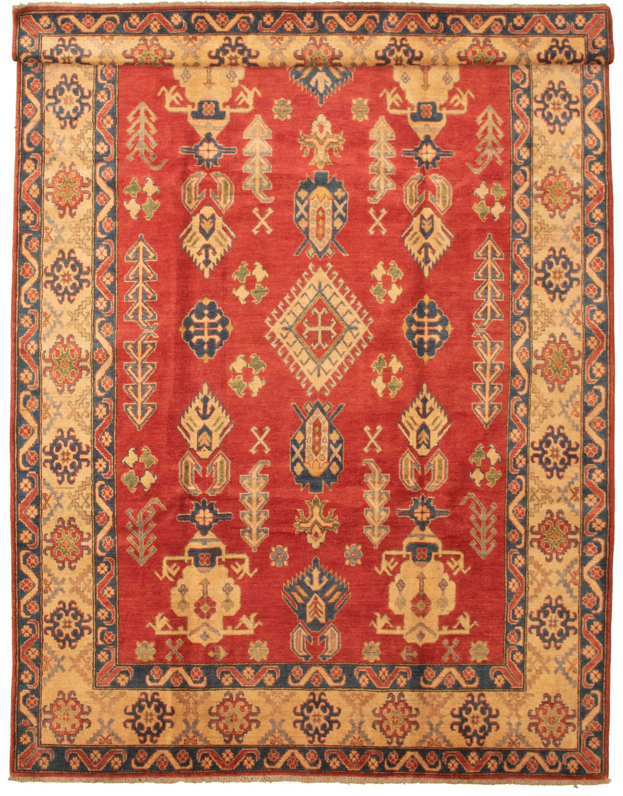 Traditional Hand-Knotted Geometric Area Rug 7’2″ x 10’11” Oriental Wool Carpet