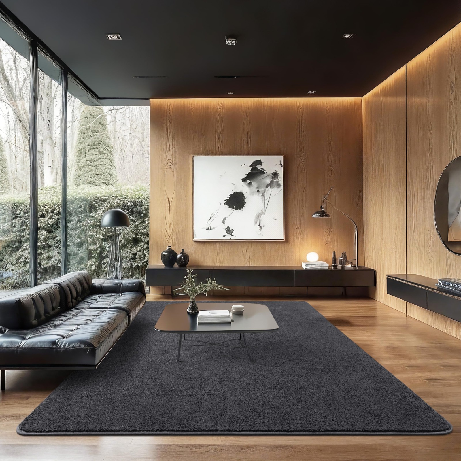 B Benron Soft Rugs For Living Room 6X9 Dark Grey Minimalist Area Rug For