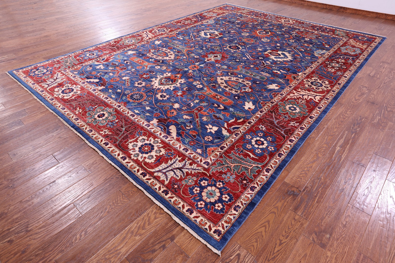 Blue 9′ 11″ X 13′ 11″ Heriz Serapi Handmade Rug – Q22817