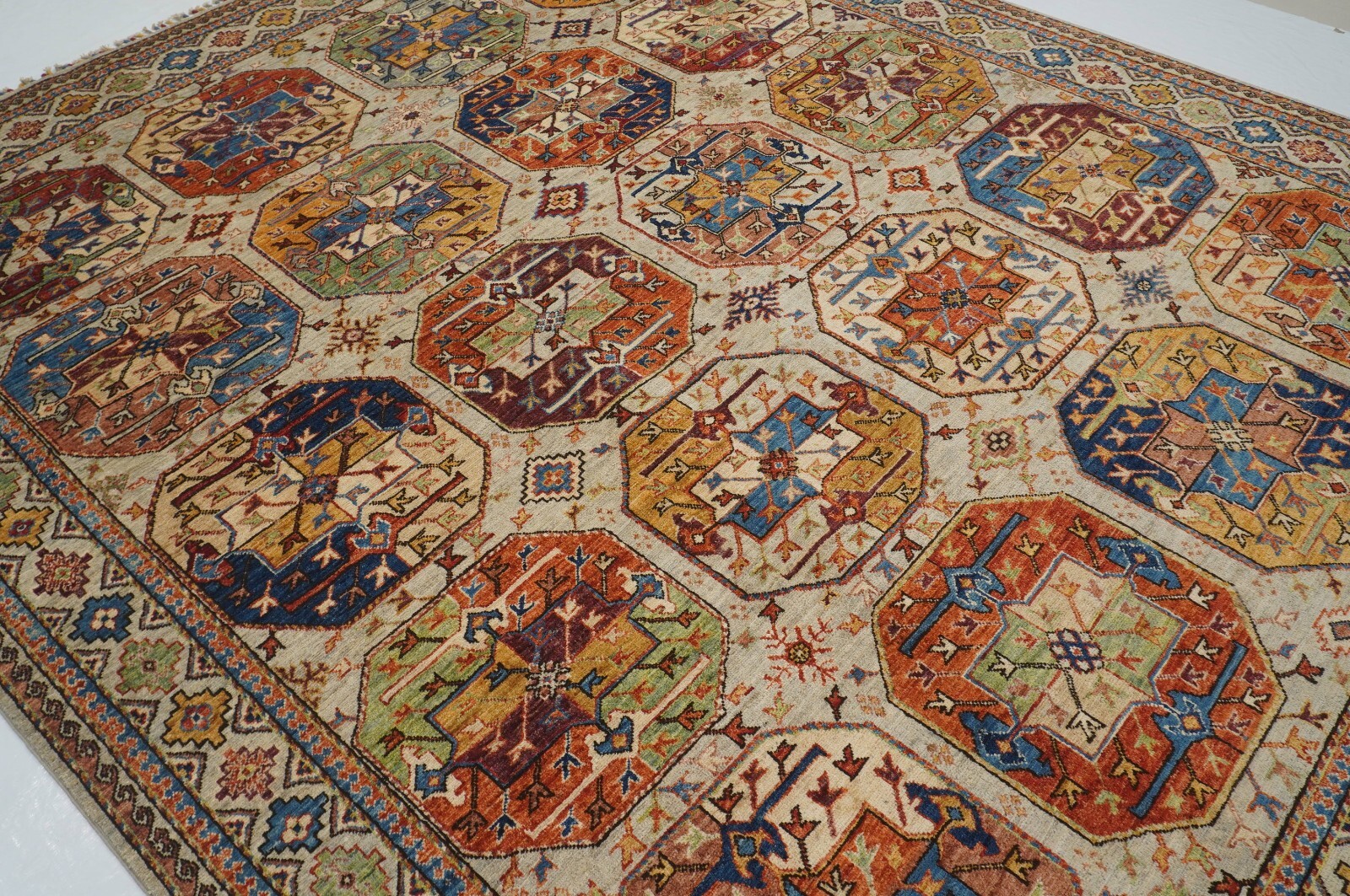 8 x 10 ft Gray Ersari Afghan Hand Knotted Veg dyes Wool Tribal Area Rug