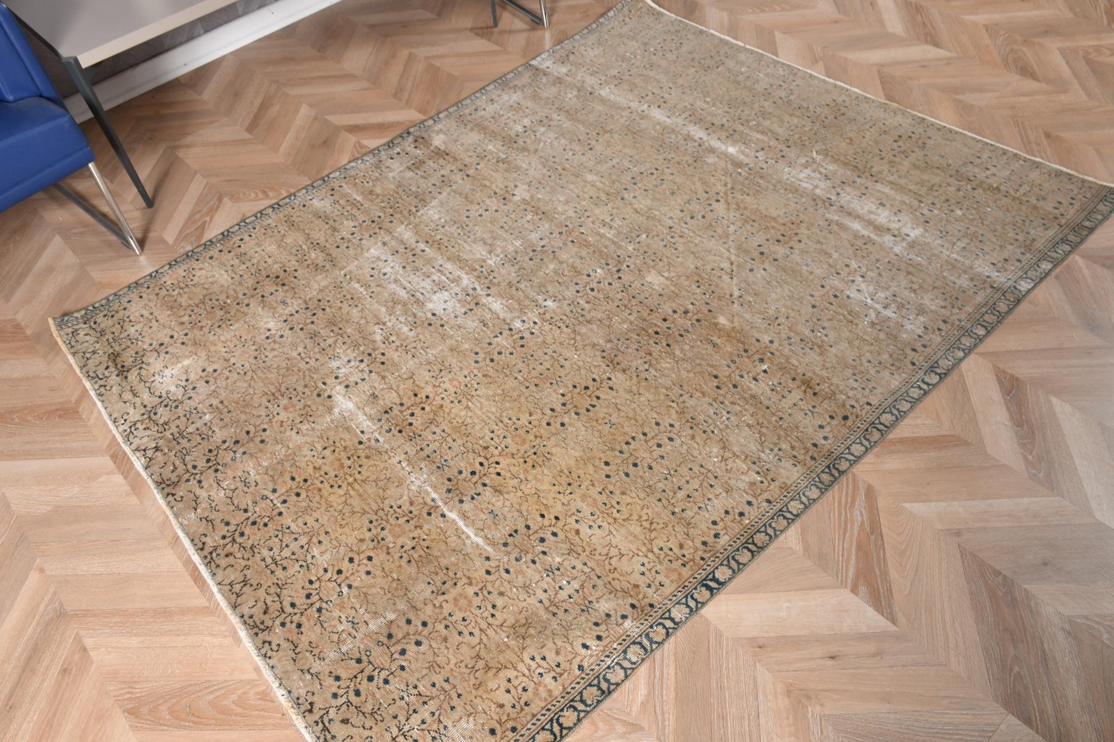 4,9×6,4 ft Rug, Area Turkish Rug, Brown Floral Rug