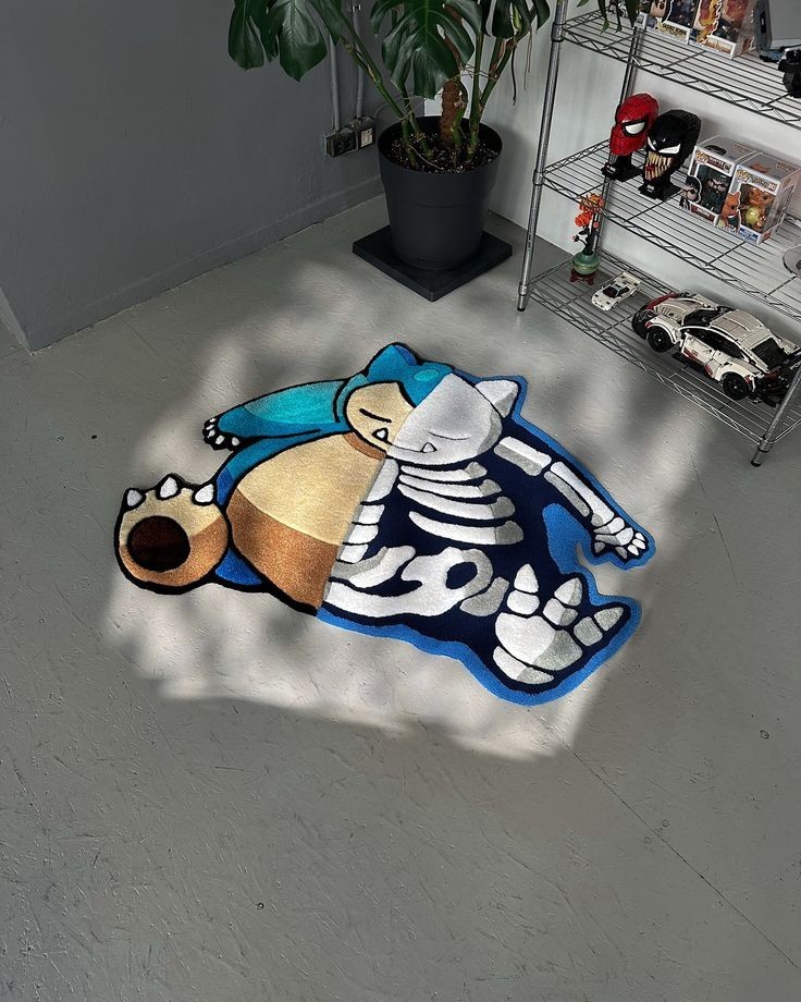 Unique Snorlax Skeleton Rug – Half Cartoon, Half Skeleton Design carpet