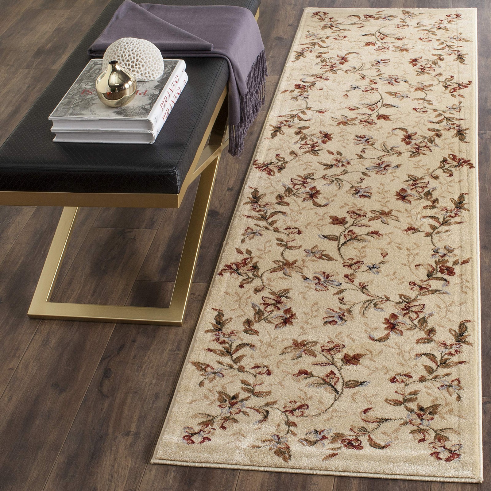 Lyndhurst Collection Runner Rug – 2’3″ x 8′, Beige, Traditional Floral Design…