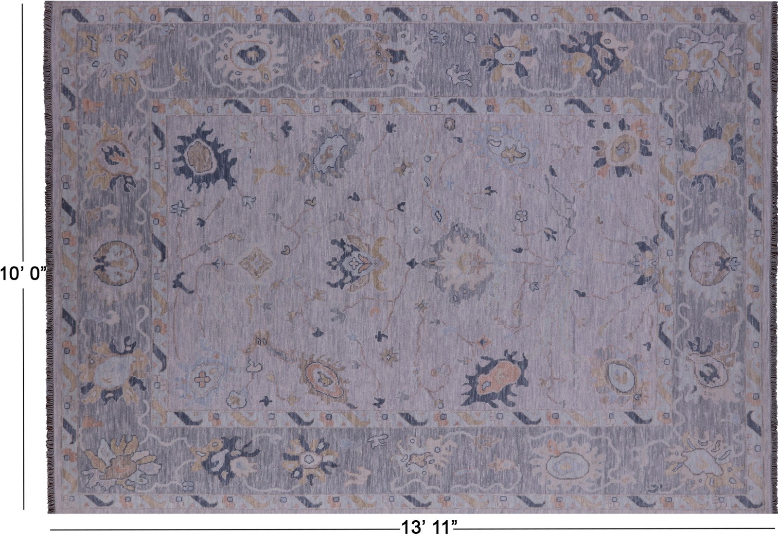 10′ 0″ X 13′ 11″ Hand Knotted Turkish Oushak Rug – Q21262