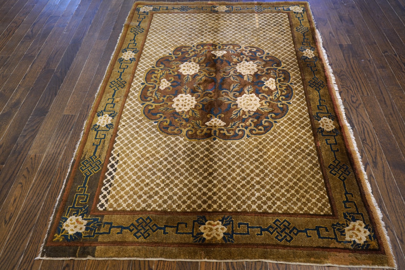 4×6 Wool Area Rug Brown Floral | Rug #67359
