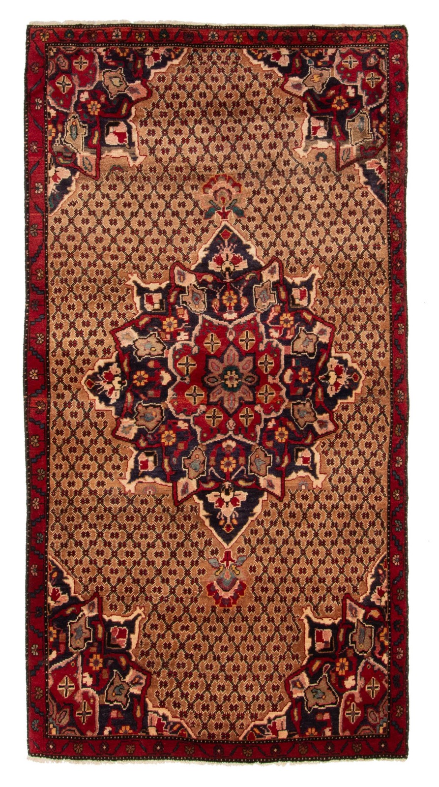 Vintage 3’7″ x 6’11” Traditional Hand Knotted Vegetable Dye Wool Area Rug