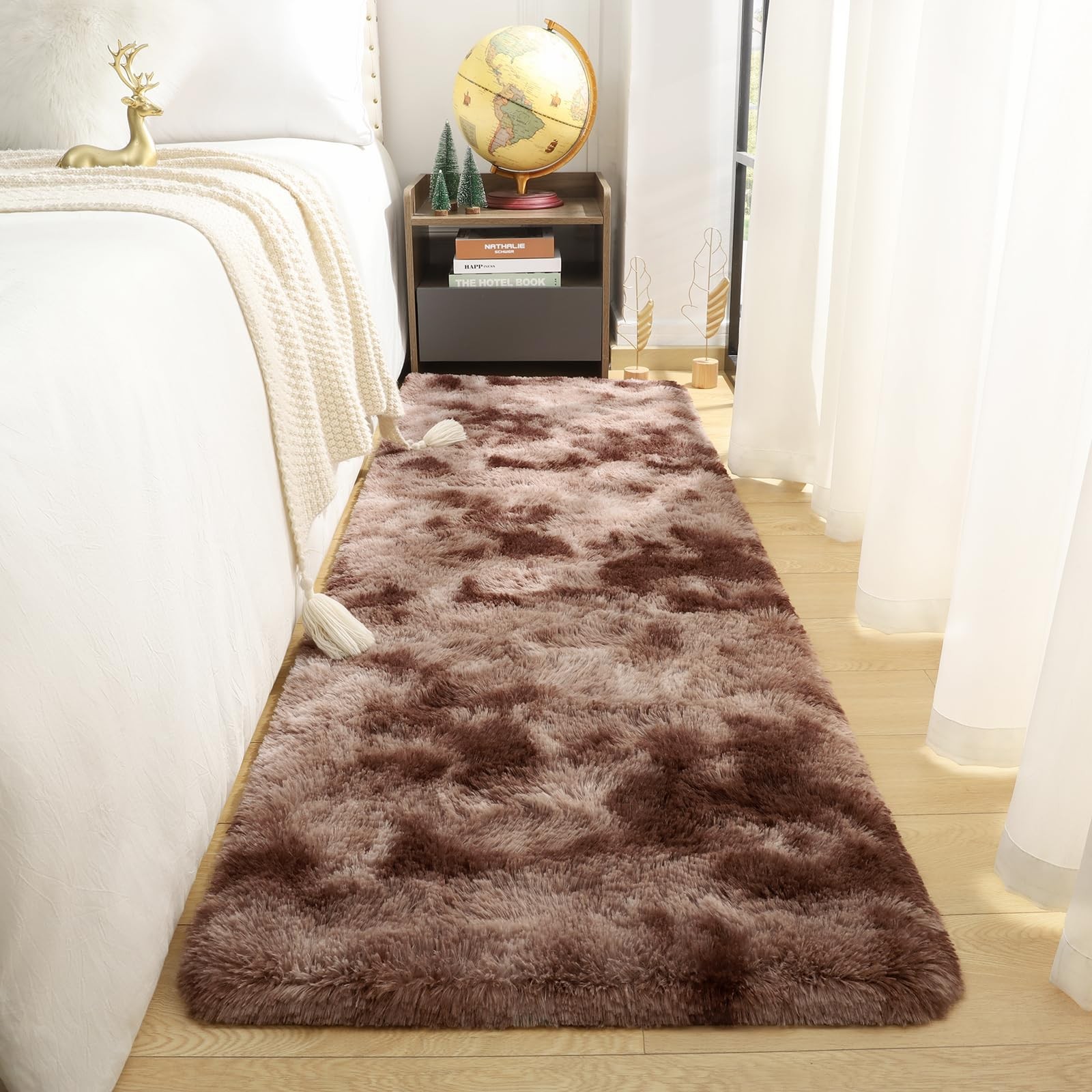 Runner Rug 2×6 Brown Tie-Dye Runner Rugs for Kitchen Bedroom Bedside Hallway …