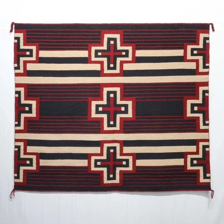 Red Navajo Chief’s Blanket Rug Southwestern 100% Wool Rug Native American Rug