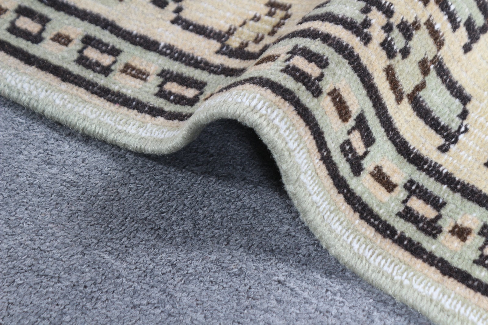5,8×9 ft Vintage Rug, Turkish Large Rug, Green Brown Bordered Wool Rug