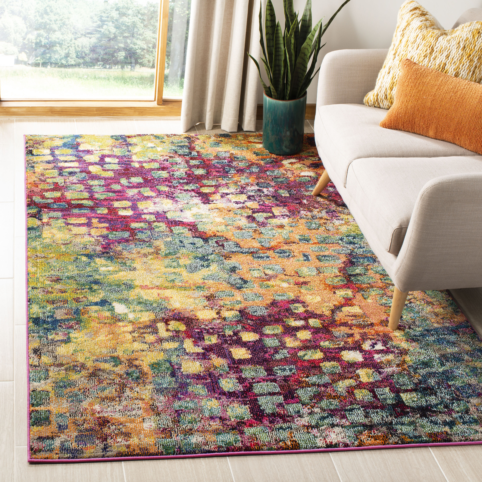 Safavieh Classic Texture Pink / Multi Vintage Area Rug MNC225D