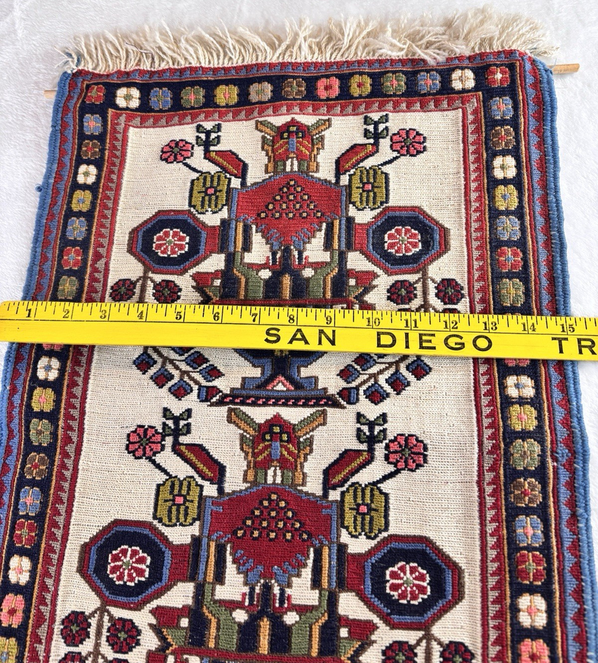 Vintage Wool Retro Turkish Hanging Rug Boho Ethnic Fringe