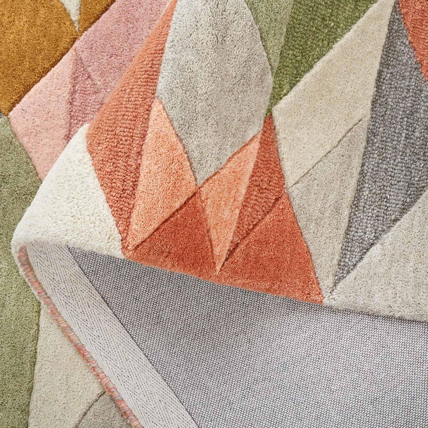 Rodeo Drive 6′ Square Area Rug – Grey & Blush Geometric, Handmade Wool